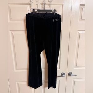 VTG Y2K PLUS Rhinestone BCBG boot leg velvet track pants